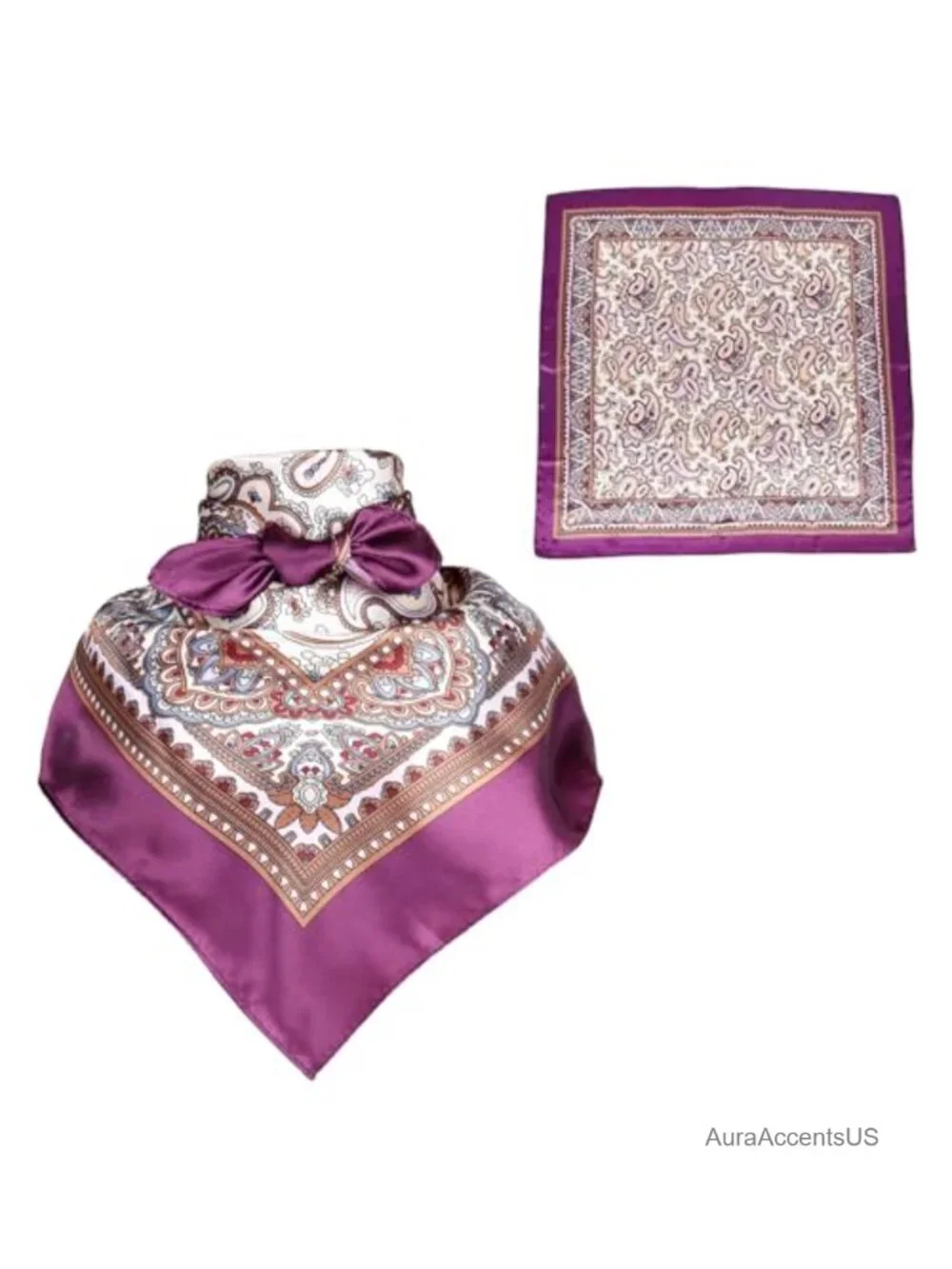 35 Inch Silk Feel Square Scarf Neckie for Men Women